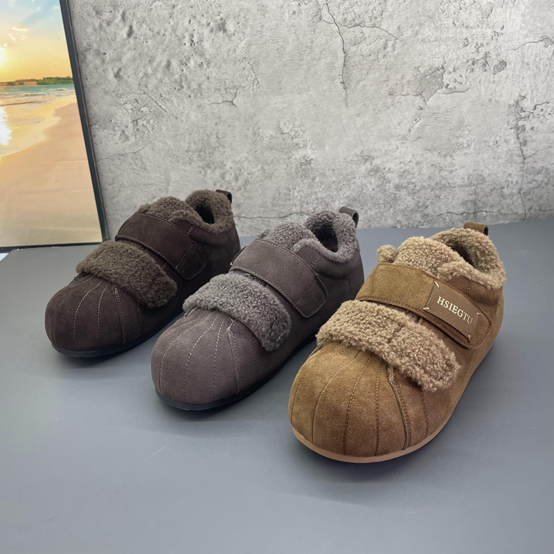 2025撤柜断码秋冬季新款女鞋魔术贴内增高加绒保暖深口复古女棉鞋