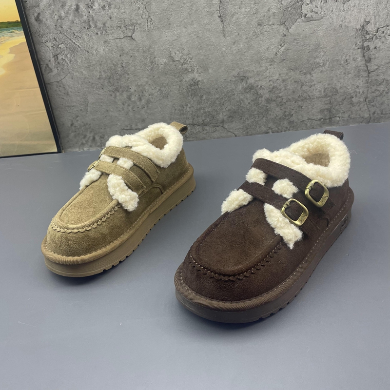 2025撤柜断码秋冬季新款女鞋平底复古加绒保暖勃肯鞋复古女棉鞋