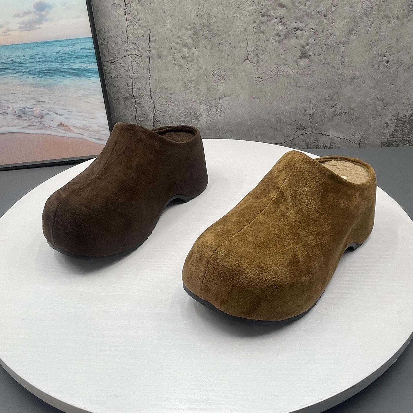 2025秋季新款撤柜断码松糕厚底小个子增高绒里保暖复古包头半拖鞋,女鞋,包头拖,淘宝优惠券,粉丝福利购,淘宝优惠卷