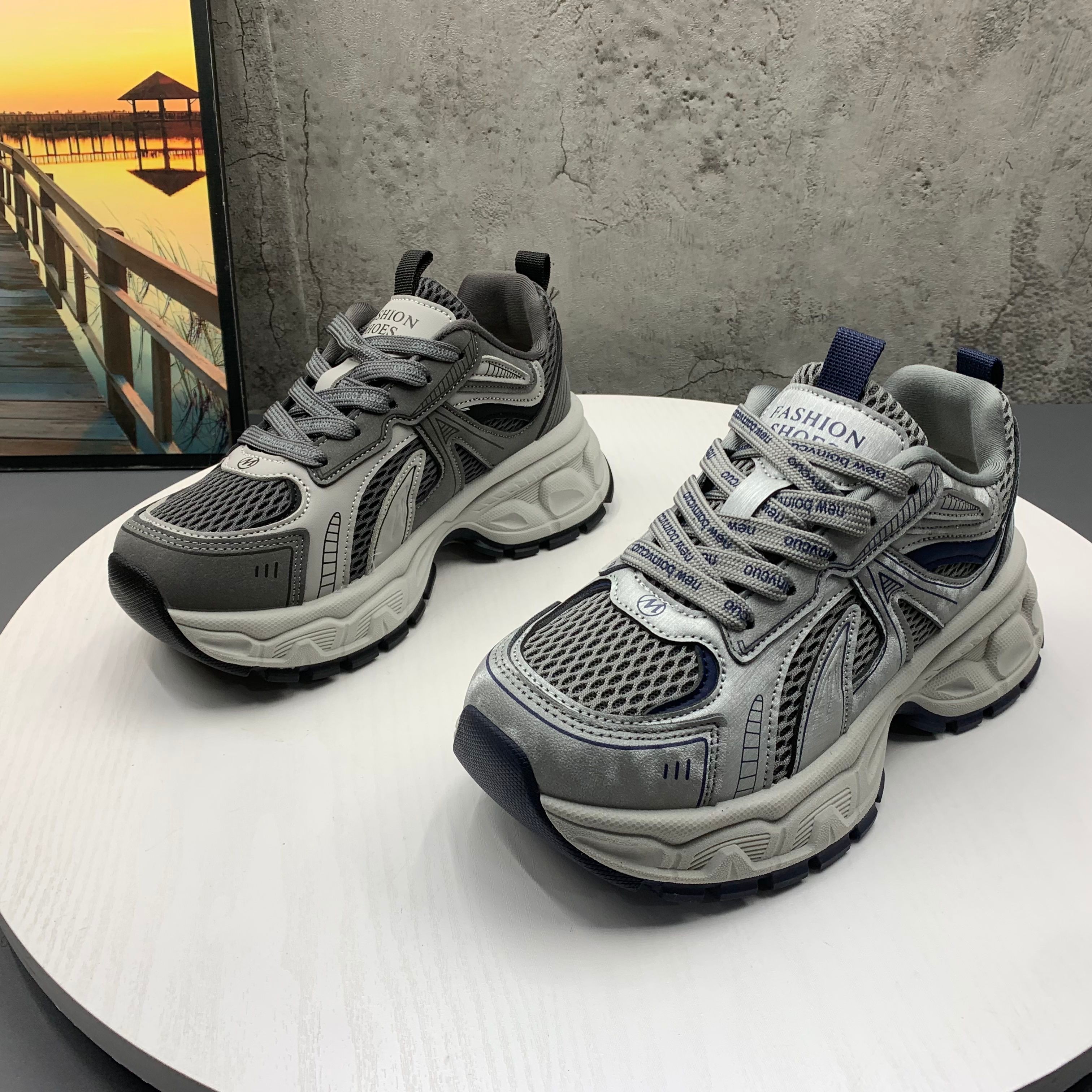 时尚厚底网面鞋老爹鞋2026春季新款圆头系带韩版爆款超火运动鞋女,女鞋,时尚休闲鞋,淘宝优惠券,粉丝福利购,淘宝优惠卷