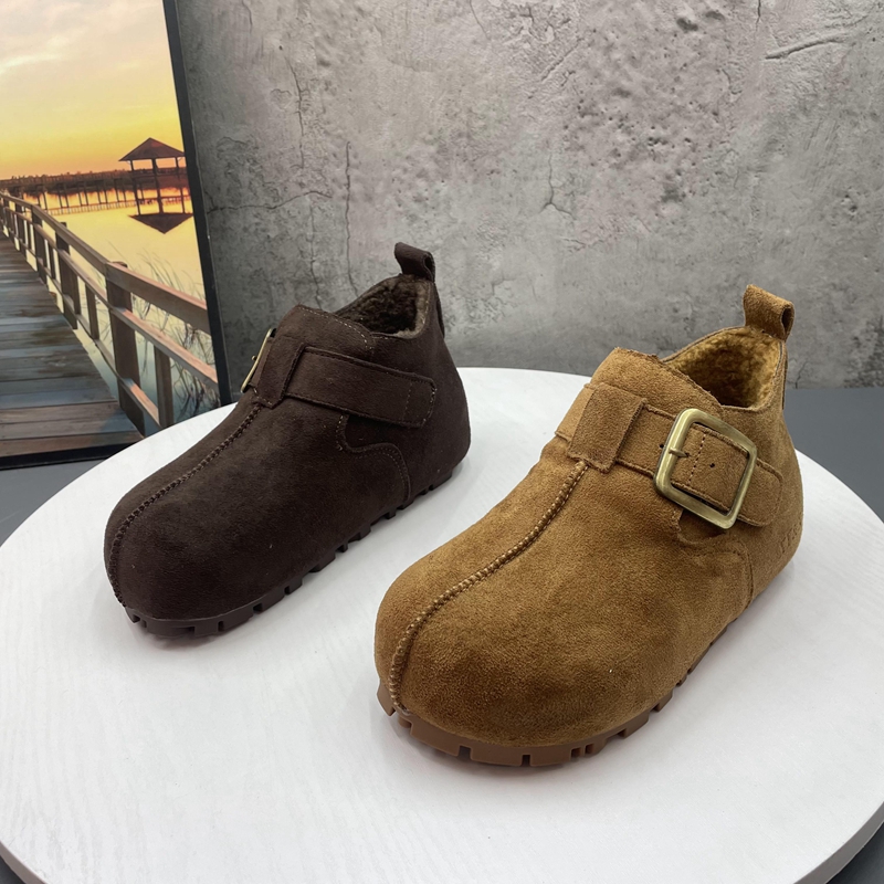 2025撤柜断码秋冬季新款女鞋皮带扣内增高加绒保暖复古棉鞋勃肯鞋