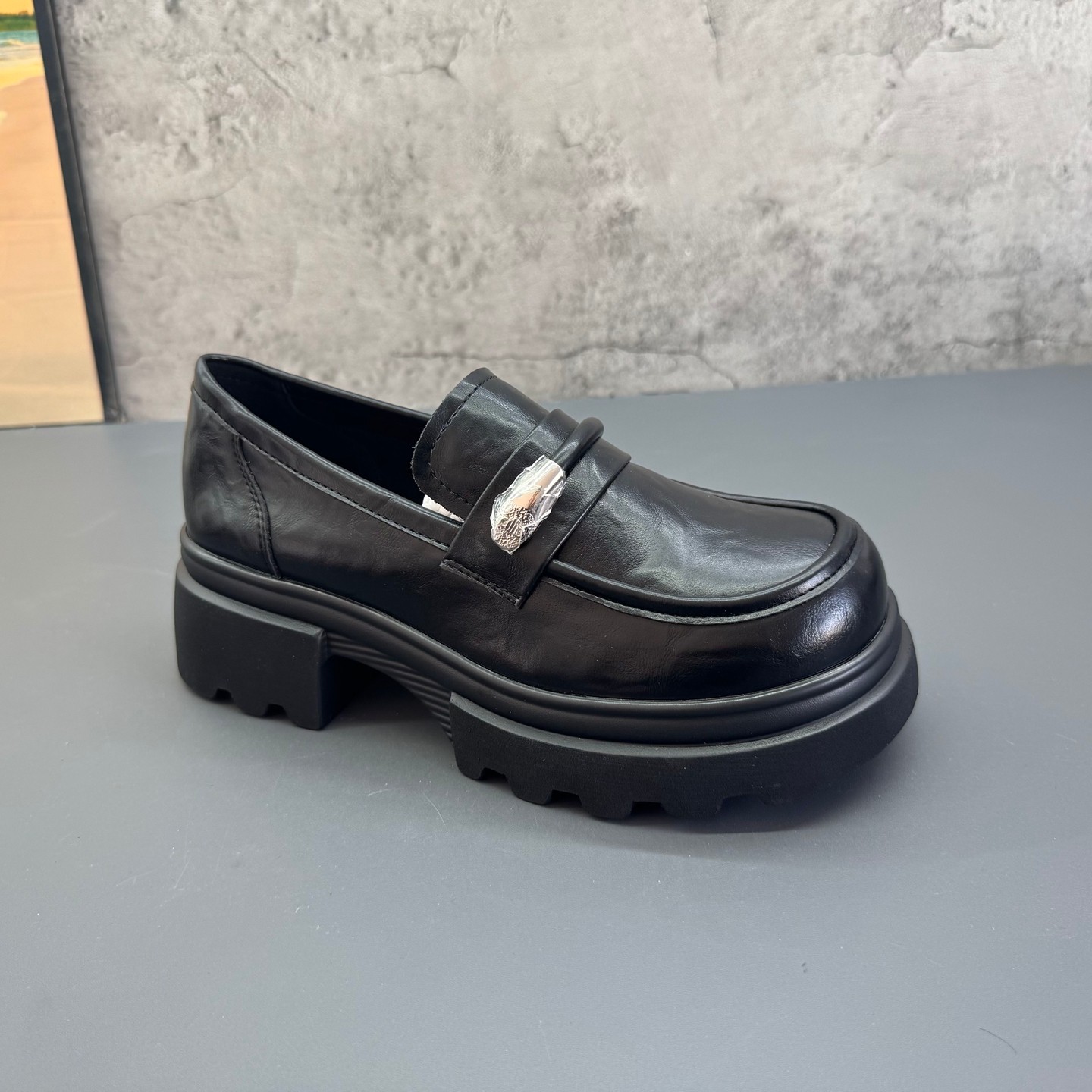 2026春季新款撤柜断码新款粗跟中跟圆头套脚黑色乐福鞋英伦女单鞋,女鞋,乐福鞋（豆豆鞋）,淘宝优惠券,粉丝福利购,淘宝优惠卷