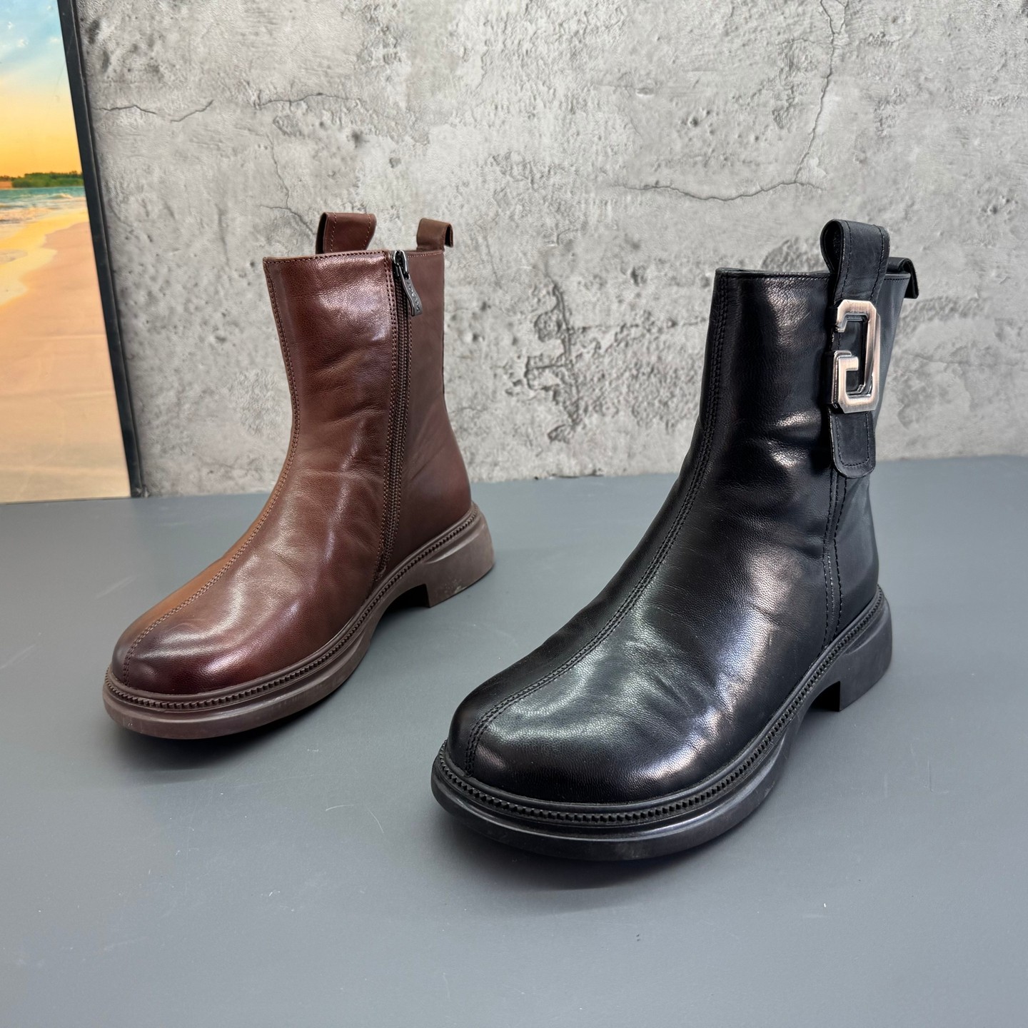 2025秋冬季新款撤柜折扣真皮加绒保暖低跟牛皮英伦风马丁靴女短靴,女鞋,马丁靴,淘宝优惠券,粉丝福利购,淘宝优惠卷