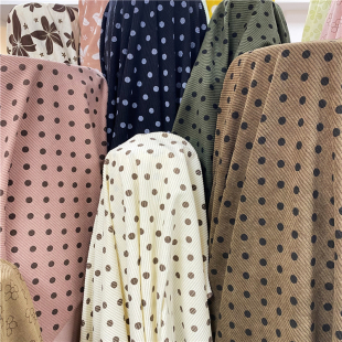 胶印波点坑条服装面料秋冬背带长裤女装衬衫半身裙鞋面灯芯绒布料