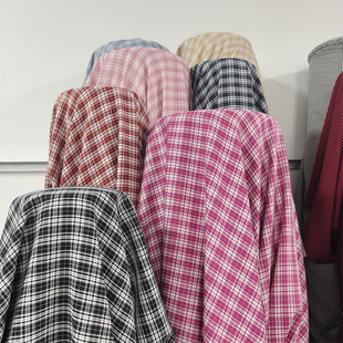 色织格子涤棉布料制作cos服装饰布景手工艺品帽子鞋面箱包JK面料
