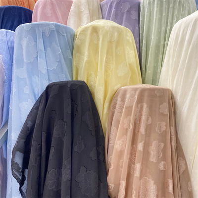 半透提花薄雪纺布料夏季做古风汉服女连衣裙衬衫抗皱面料纺织清仓