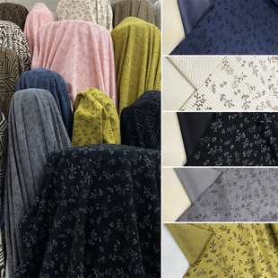 爆款碎花服装坑条面料做背带裤裙子袄鞋围裙袖套童装条绒秋冬布料