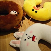 老款 Line 旅行颈枕 休闲枕 无搭扣 friends布朗熊可妮兔U型枕