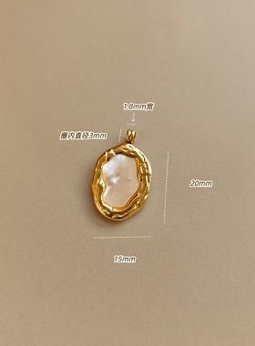RUK金色不规则椭圆吊坠高级感