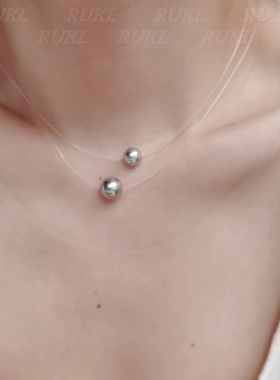 人鱼泡泡灰珍珠隐形项链