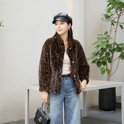 新款皮草外套女短款仿水貂绒皮毛一体外套上衣冬季时尚百搭小个子