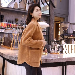 保暖宽松保暖 秋冬季 新款 颗粒绒皮毛一体羊羔毛上衣皮草外套女短款