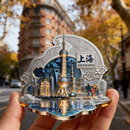 上海外滩东方明珠金属浮雕冰箱贴
