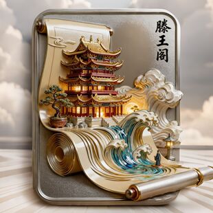 江西滕王阁金属冰箱贴装饰磁贴中国风旅游文创纪念品送朋友礼物