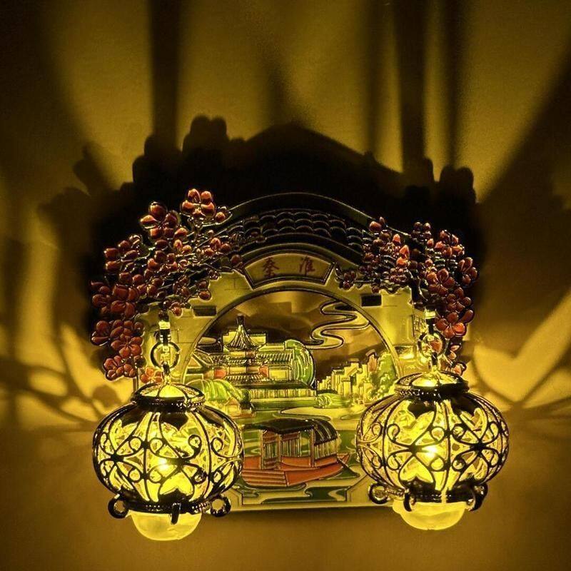 南京秦淮河风雅金陵双灯笼发光金属冰箱贴文化复古创意纪念品礼物