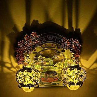 南京秦淮河风雅金陵双灯笼发光金属冰箱贴文化复古创意纪念品礼物