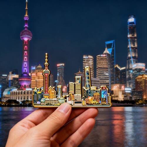 上海城市建筑金属立体徽章冰箱贴