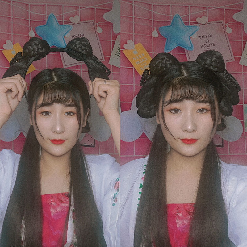 古装发箍假发包古风汉服仙女cos成人儿童牛角全套造型头饰垫发髻