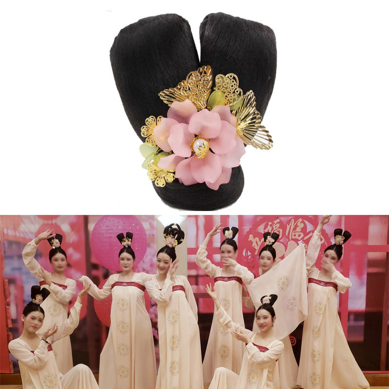 服嫦娥飞天假发古装假发头饰造型发髻丸子头发棒演出成人儿童