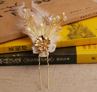 2017新款韩式新娘头饰结婚盘发U型叉发夹仙美花朵婚纱礼服配饰