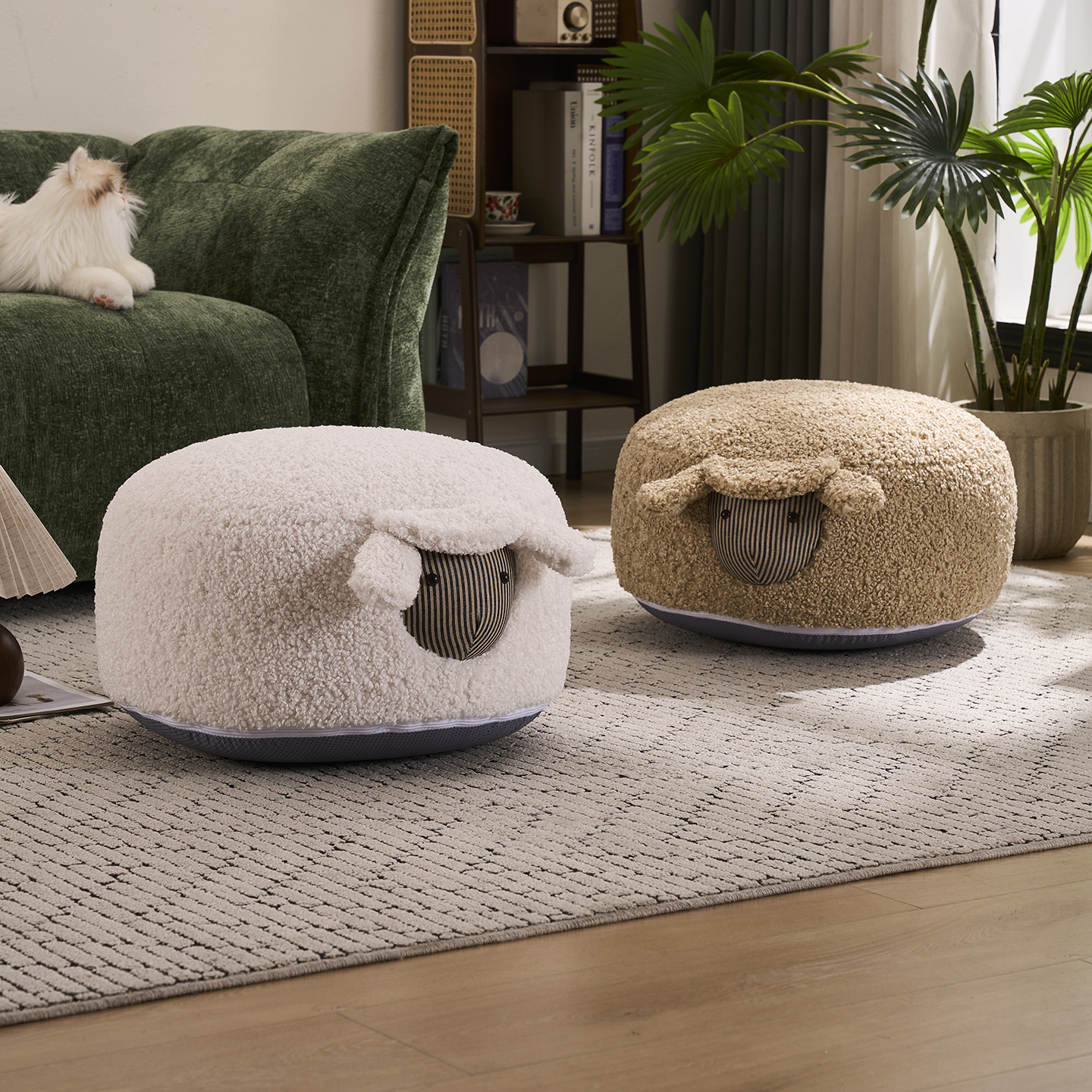 羊墩墩坐墩靠垫懒人换鞋凳坐垫抱枕客厅卧室沙发搁脚凳乔迁礼物