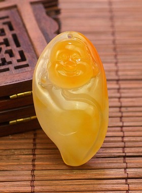 男女挂件天然玛瑙弥勒佛吊坠把件