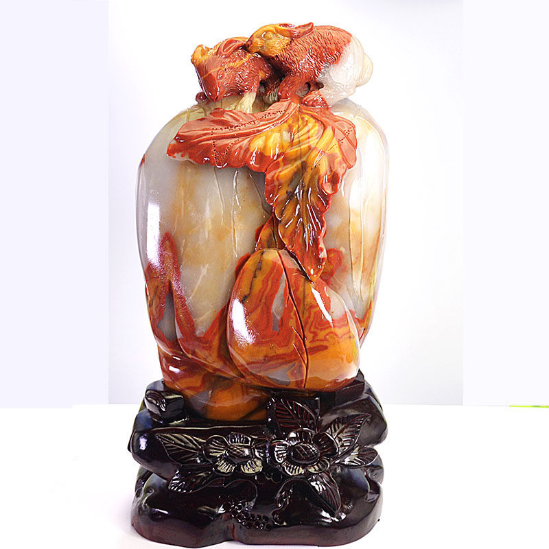 厚重稳固大富大贵奇石家居商铺饰品天然玛瑙原石玛瑙精雕玉兔摆件