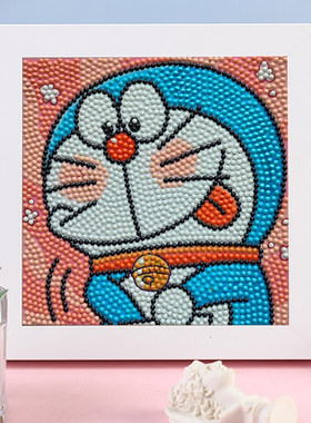 钻石贴画满钻可爱卡通机器猫儿童手工diy材料包点钻画制作男孩玩