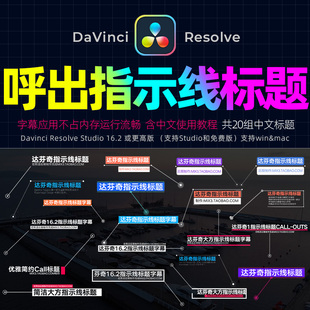 达芬奇RESOLVE16.2 Call Out呼出指示线介绍注释字幕标题插件支M1