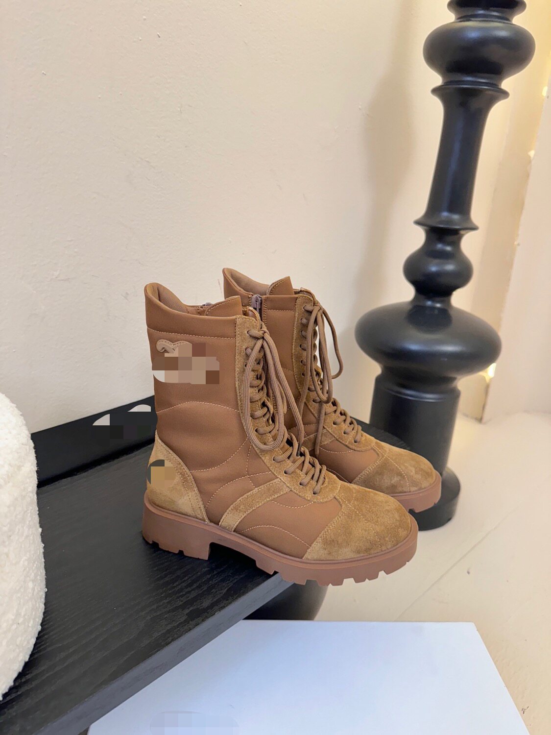 欧洲站真皮粗跟绑带马丁靴女25时装靴