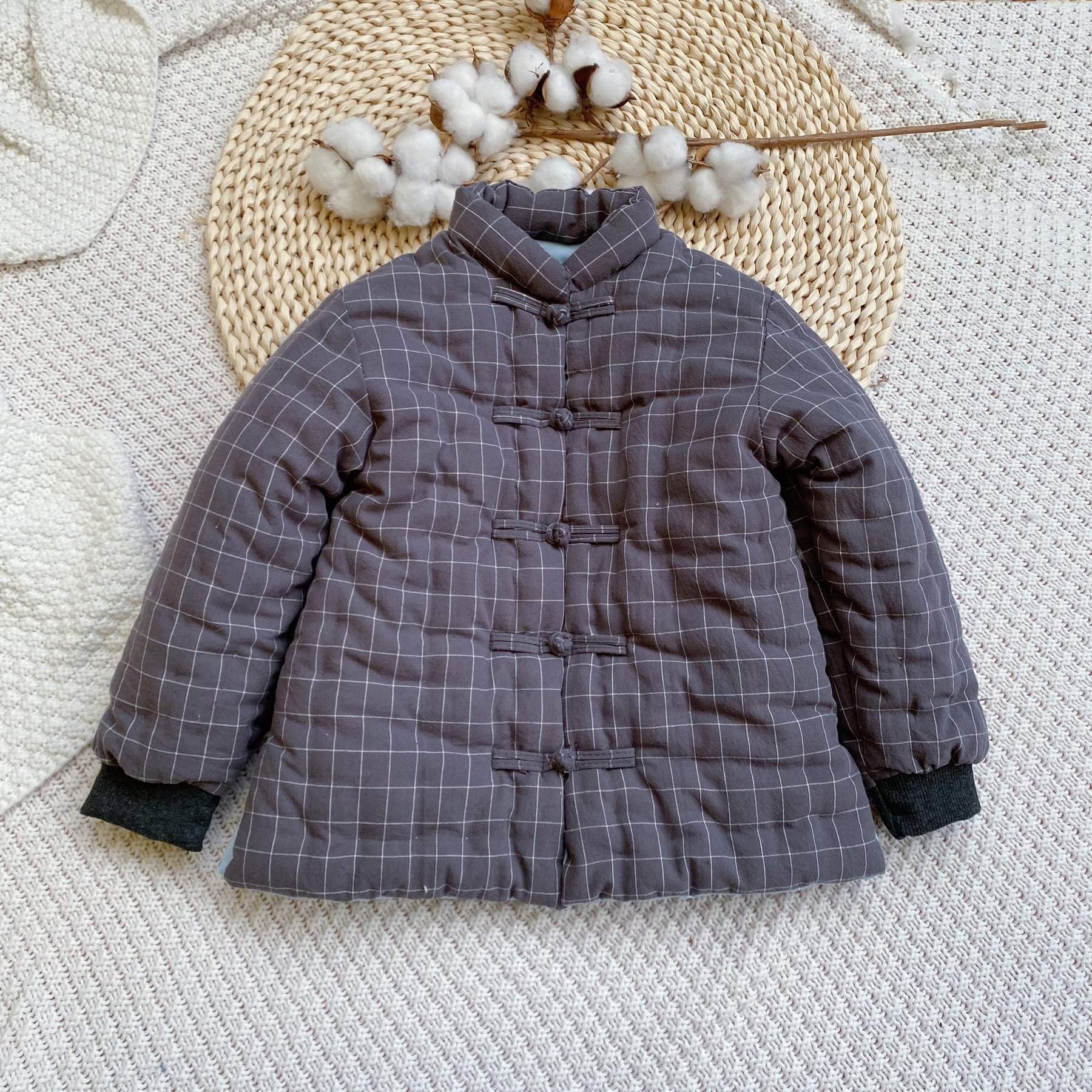 2025冬季新品 纯棉花宝宝手工棉衣复古盘扣唐装 男童加厚过冬棉袄