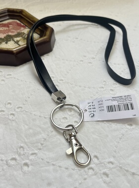 外贸特惠挂脖黑色PU长绳金属扣工作证件挂绳胸牌个性钥匙校园门禁