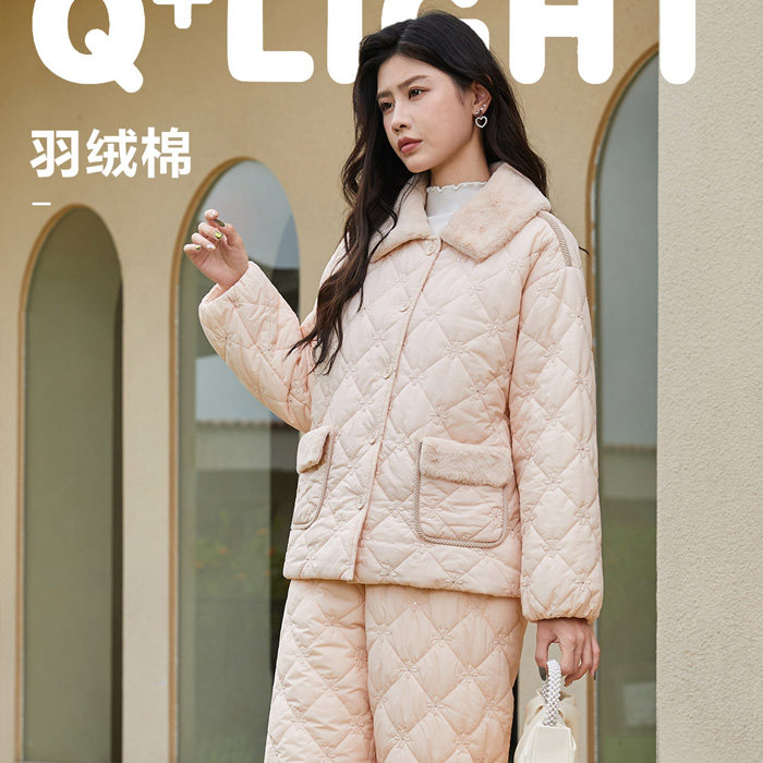 亲情 冬季 羽绒棉加绒加厚女士夹棉修身外穿睡衣家居服525912076,女士内衣/男士内衣/家居服,睡衣/家居服套装,淘宝优惠券,粉丝福利购,淘宝优惠卷