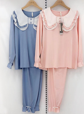 安杜拉秋季新款 女娃娃领套头长袖甜美可爱针织棉睡衣家居服11818