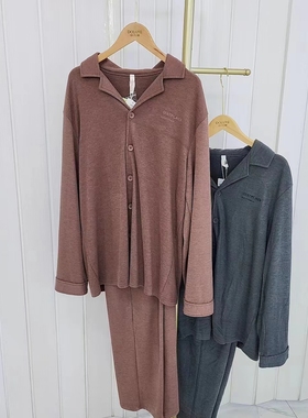 多拉美男春秋长袖翻领奥绒 薄款简约开扣纯色家居服睡衣套32255