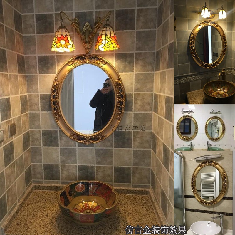 European style Bathroom Mirror Wall hanging Restroom Dressing Cosmetic mirror Mediterranean Sea Wash basin American style toilet Oval mirrorin the Decoration main material , Toiletries , Bathroom Furniture , Bathroom Mirror  category - from Buy2taobao.com to provide professional Taobao agent buy service