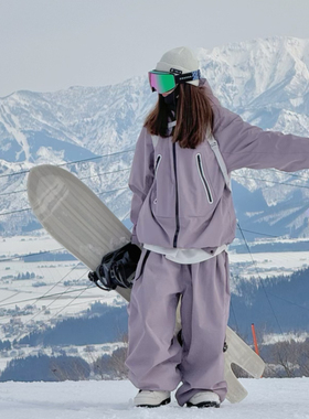 沈小仙25-26款新云雾暗紫色3L全压胶防水防风滑雪套装单板双板