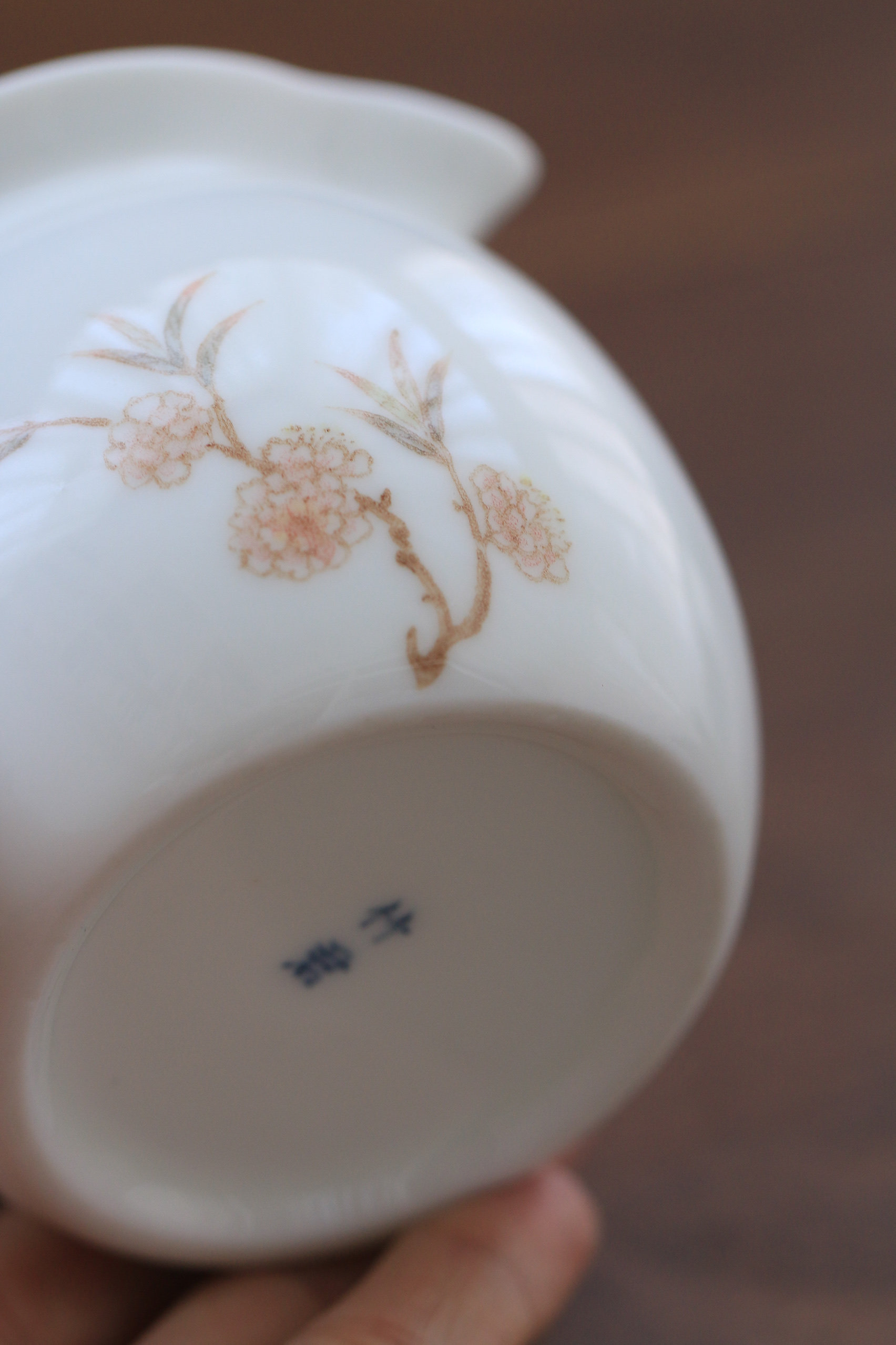 半闲甄选台湾知名品牌老牌茶器竹君早期老画师彩绘粉彩樱桃花公杯