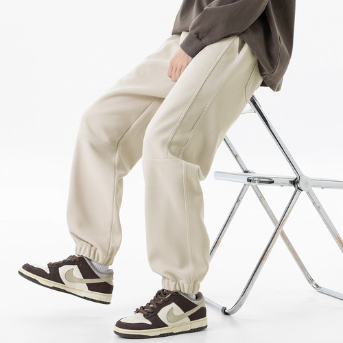 日系简约直筒卫裤男士潮流百搭宽松休闲秋冬季垂感针织裤