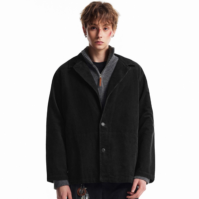 WOODSOON灯芯绒翻领西装夹克简约休闲潮牌男士秋冬季美式复古外套