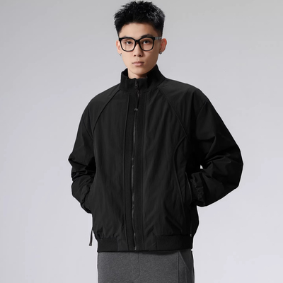 WOODSOON时尚解构立领教练夹克衫男士春季新款休闲宽松飞行员外套