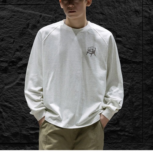 男士T恤长袖宽松圆领潮牌日系秋冬季休闲圆领打底衫