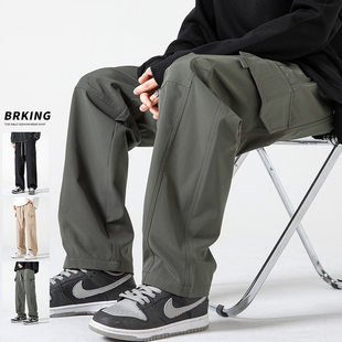 WOODSOON春夏季时尚工装裤男士直筒宽松阔腿裤子休闲裤潮流长裤