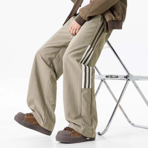 宽松休闲卫裤美式潮流简约百搭男士秋冬季新款阔腿针织裤