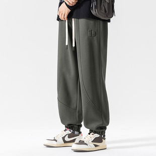 woodsoon 男士卫裤加绒秋冬季束脚长裤重磅男生潮流休闲裤男裤子