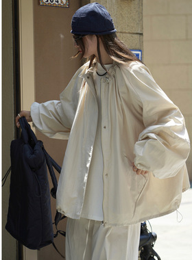 春秋新款韩版户外运动拉链夹克宽松廓形防风休闲外套女