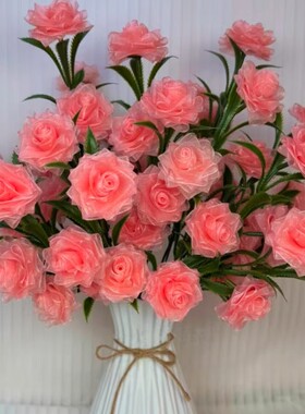 【52朵花】4cm雪纱带多头玫瑰花材料包手工DIY制作材料