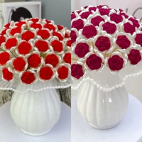 【132】 [2 бутылки] бархатные розы [Большой красный+румянец] +2 Лотосовые вазы самостоятельно