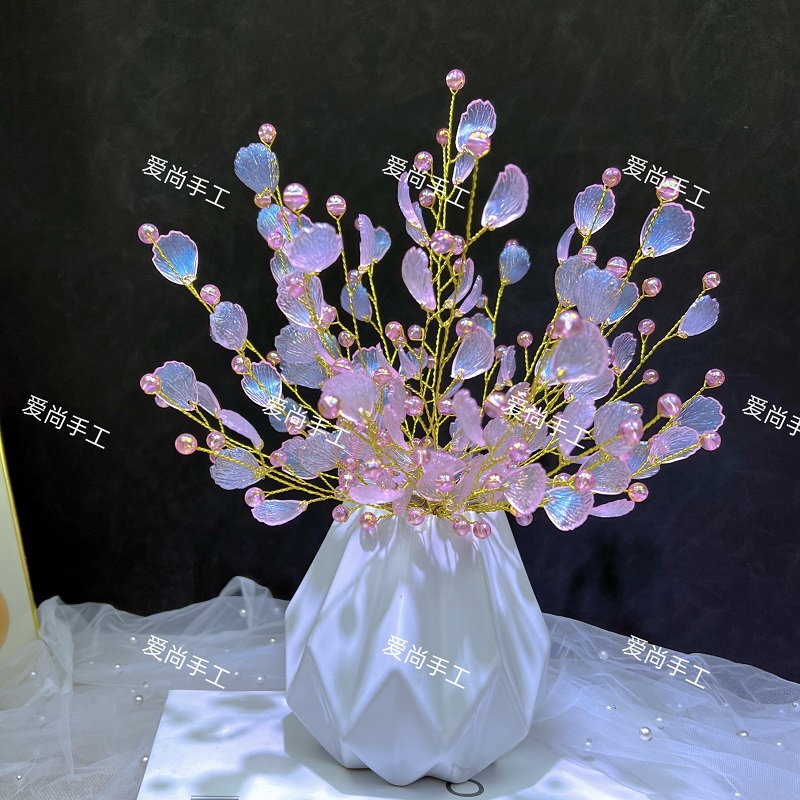 抖音同款细闪彩光满天星材料包六叶花瓣手工diy串珠材料仿真花