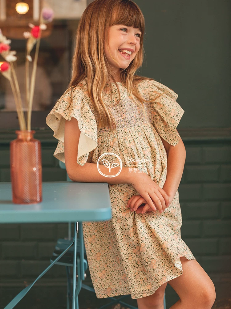 Bud Baby Louis Louise 24SS весна/лето девочка французское сладкое цветок юбка платье
